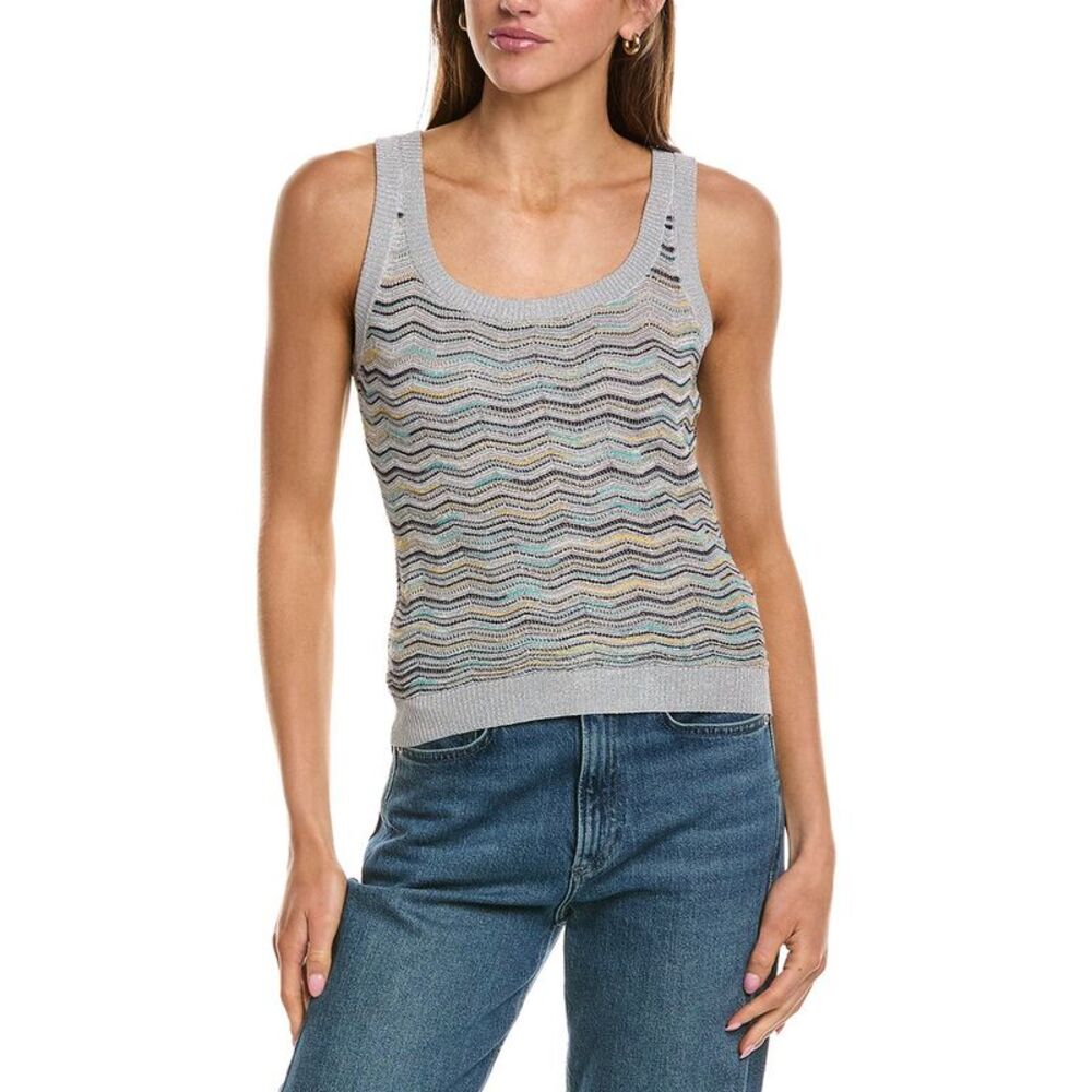 M Missoni Womens  Knit Wool-Blend Top, Blue